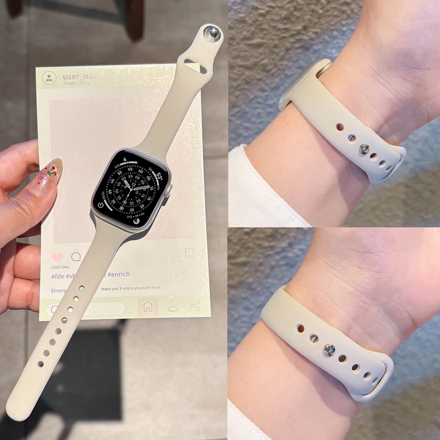 Фото Дышащий силиконовый ремешок для Apple Watch ремешки 11 42 мм 46 мм 40 мм 41 мм 44 мм 45 Элегантный браслет iwatch series 10 9 8 7 6 5 SE 3 №3
