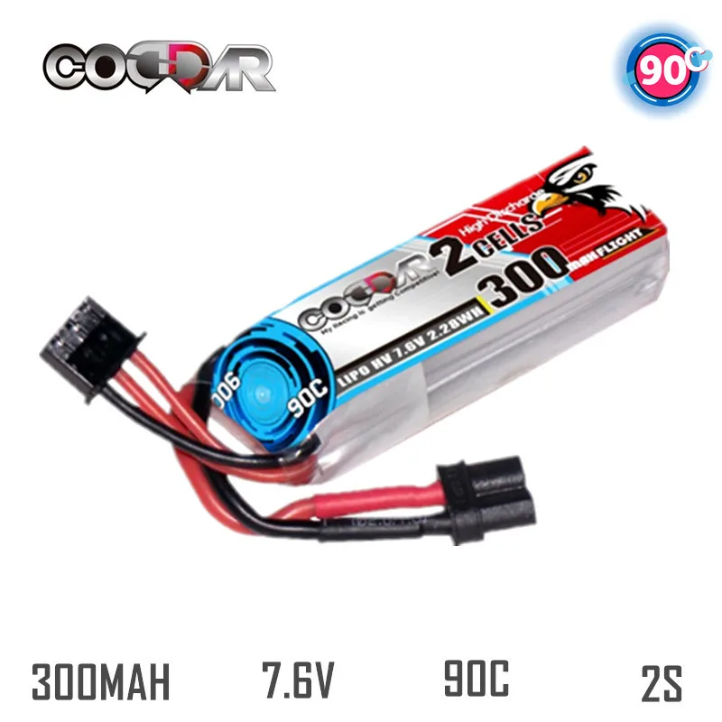

Литий-полимерный аккумулятор CODDAR для FPV гоночного дрона, 2S 90C, 7,6 В, 300 мАч