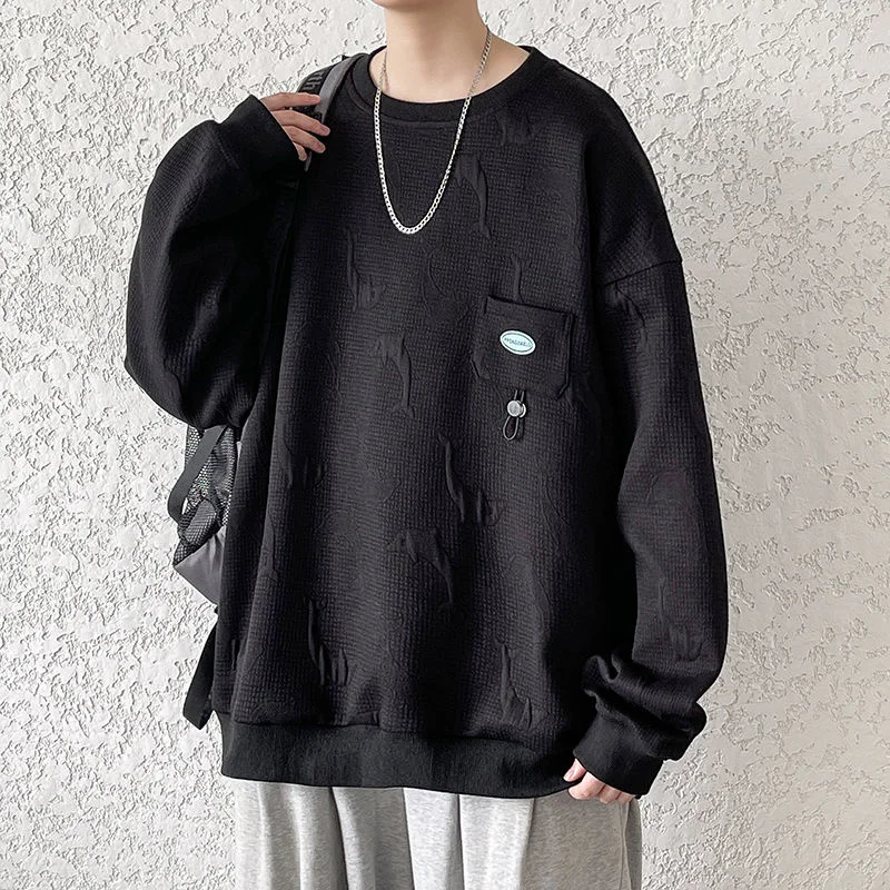

Privathinker Waffle Dolphin Graphic Men's Sweatshirts Loose Fashion Brand Round Neck Hoodie Male Designer Autumn Clothing