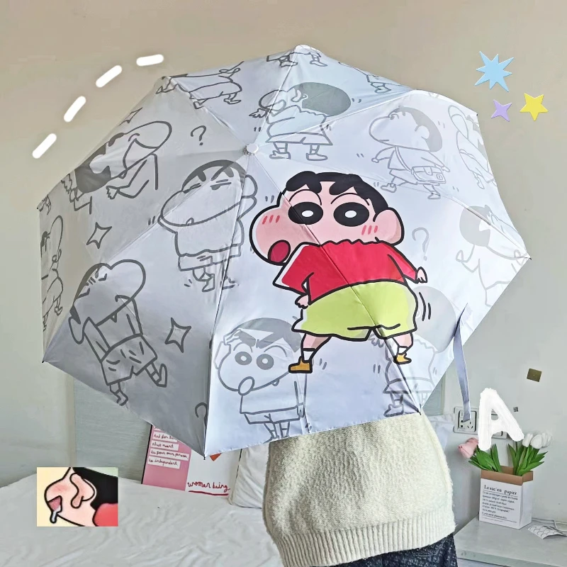 

Anime Kawaii Crayon Shin-chan Umbrella Cartoon Folding Vinyl Sunny Umbrella Small Fresh Sunscreen Sunshade Exquisite Gift