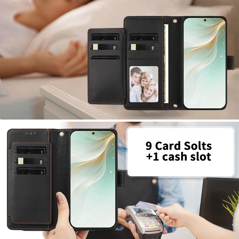Фото Кожаный чехол-флип для OPPO A55 A54 A74 A94 A73 A93 A55s 5G A53 A54s A53s 4G, чехол-кошелек на 9 карт, защитный чехол-накладка №4