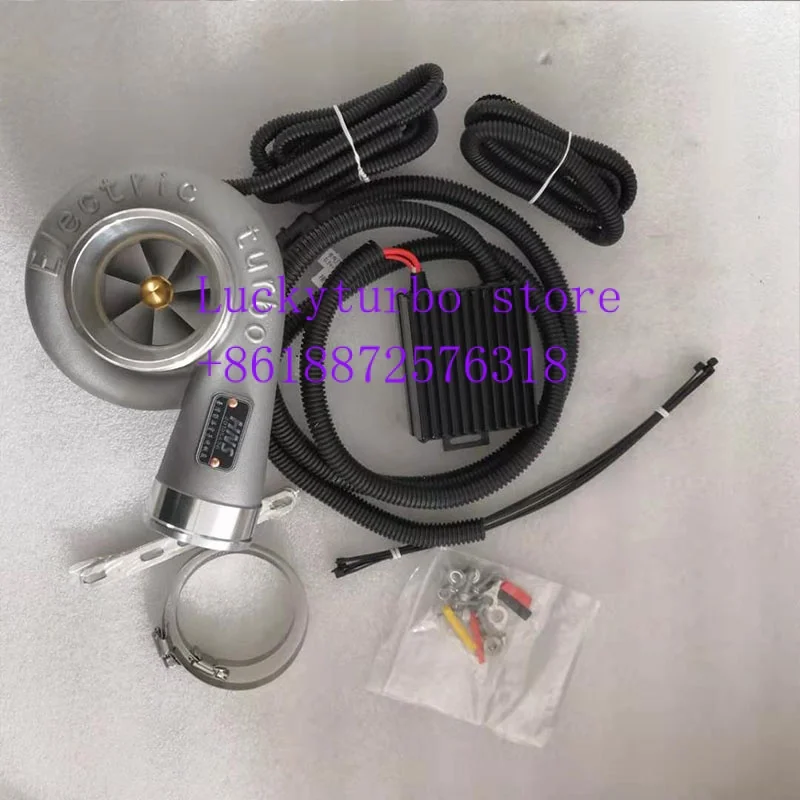 

Universal 12V Electric Turbo Supercharger Kit Thrust Electric Turbocharger Air Filter Intake for car improve speed