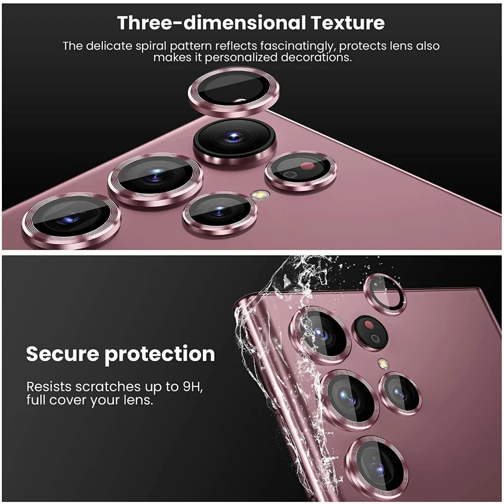 For Samsung Galaxy S22 Ultra 5G Camera Lens Protector Metal Camera Ring Case Tempered Glass For Samsung S22 Ultra Protective Cap