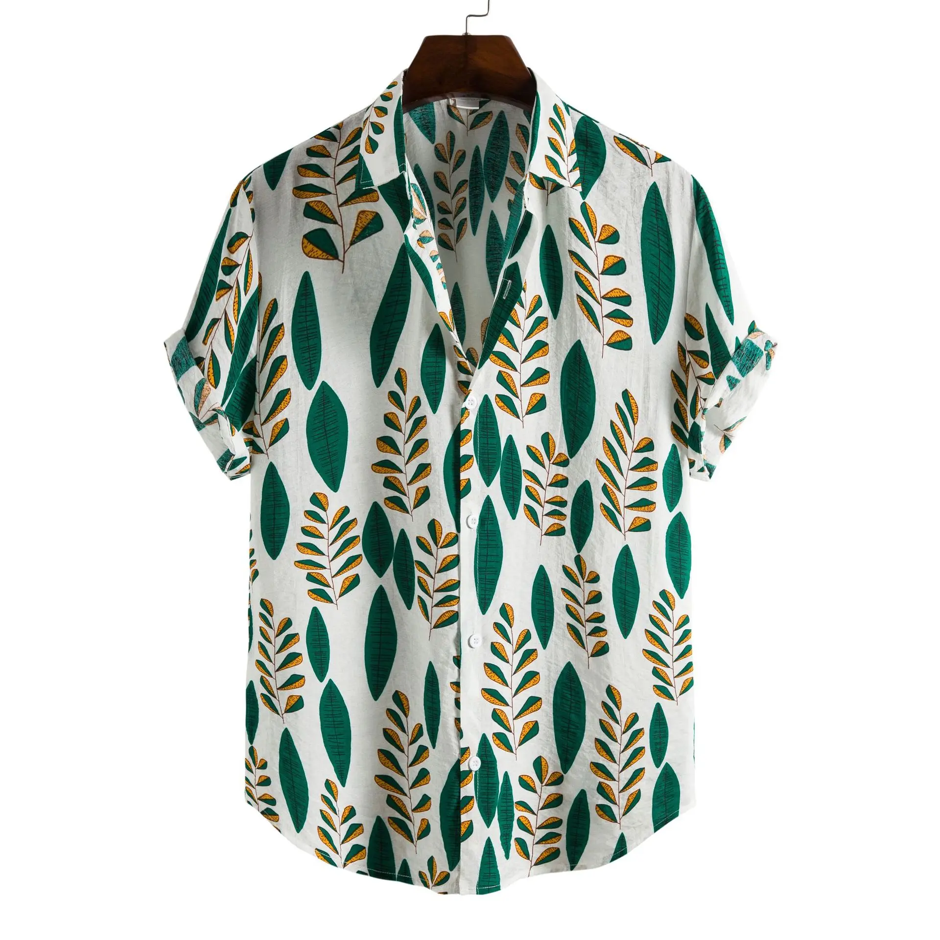 2022 Men's Summer Vacation Beach Tourism Printed Casual Short Sleeve Shirt Lapel Shirt