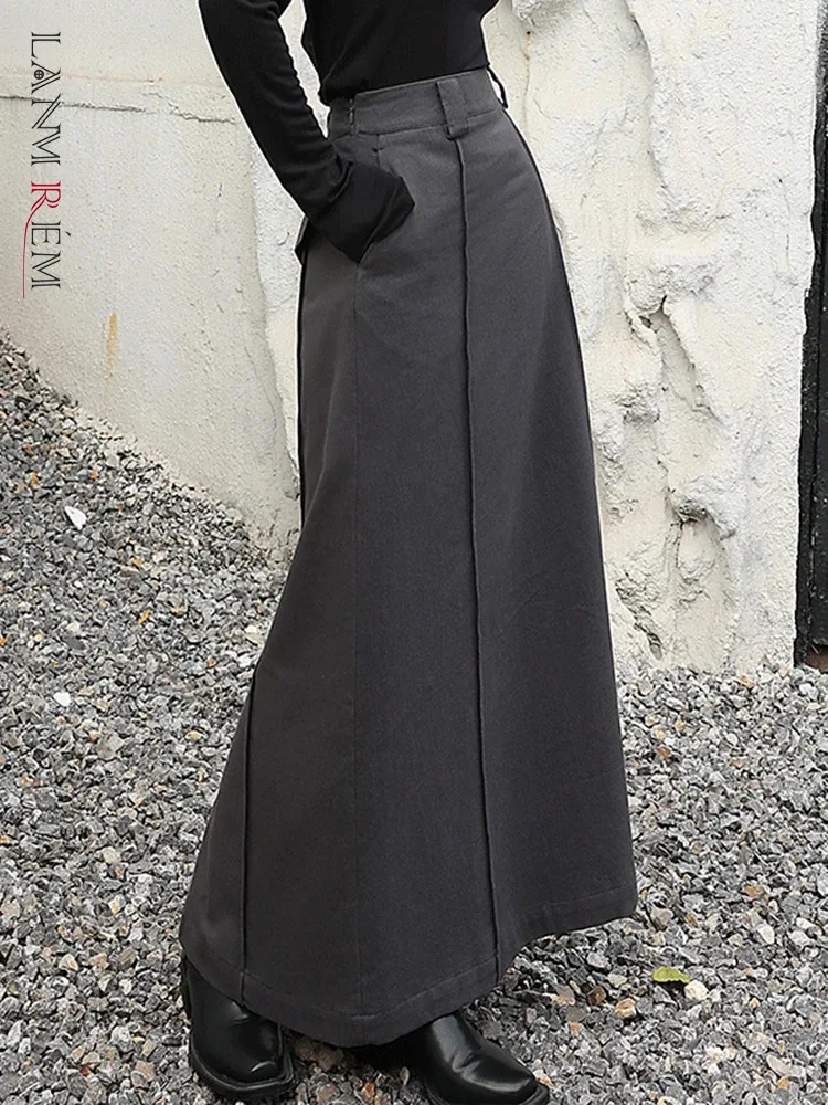 

LANMREM уличная однотонная женская юбка с высокой талией, длинные юбки трапециевидной формы, модная Осенняя Новинка 2023, одежда 2AA3683