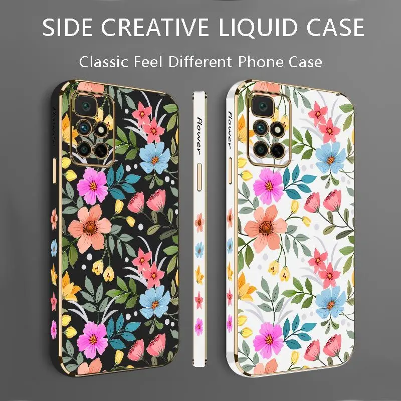 Color Flower Luxury Plating Phone Case For Xiaomi Redmi 10 12C 10C 10A 9 9T 9A A1 9C Cover