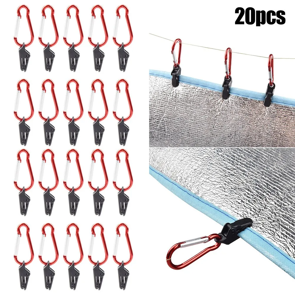 

Tool Tent Clamps With Carabiner Tent Tighten 20pcs Accessories Alligator Awning Camping Canvas Clip Clips Holder