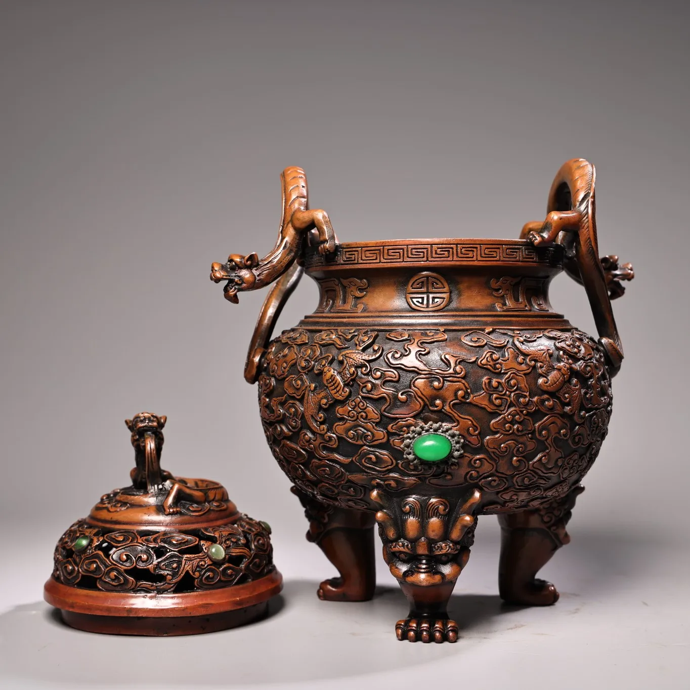 9-дюймовая коллекция тибетского храма старая бронзовая мозаика драгоценный