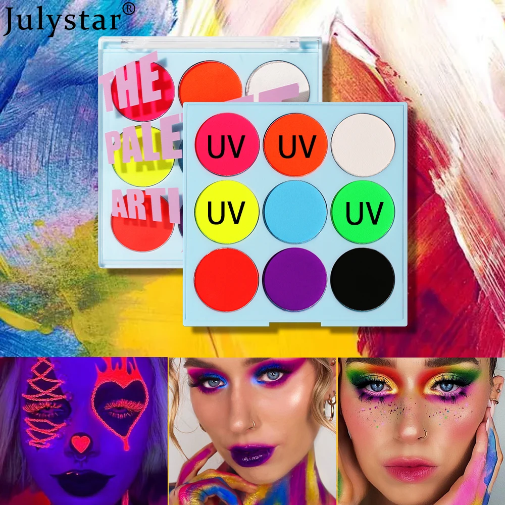 

9-Color Water Activation UV Painting Palette Set Face Water-based DIY Fluorescent Body Paint Camouflage Paste Eyeliner Makeup