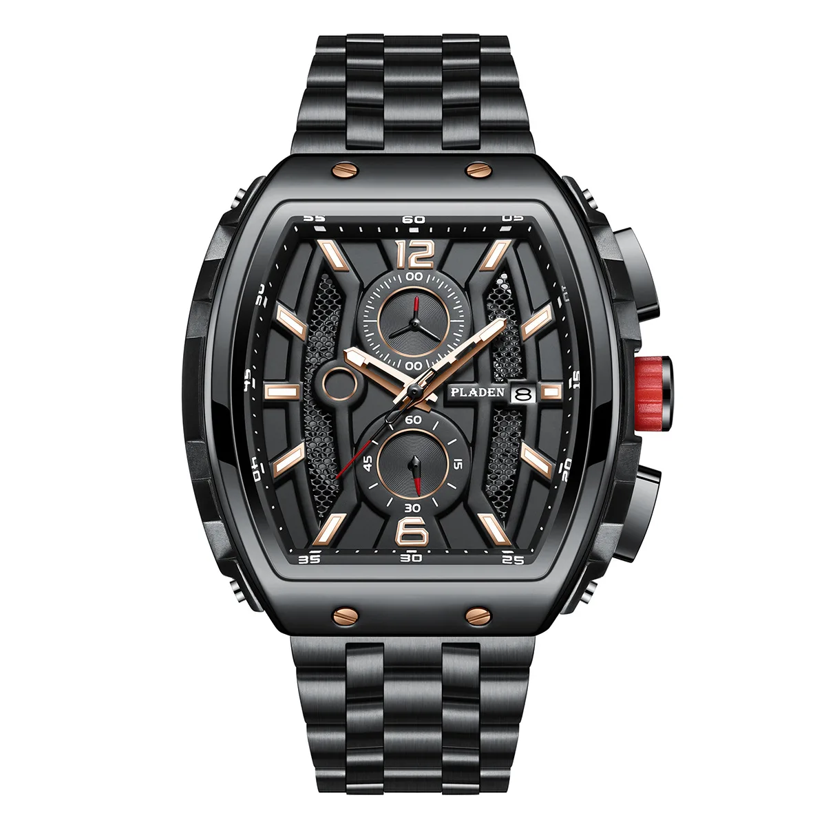 Брендовые часы спортивные деловые винная бочка календарь светящееся изогнутое