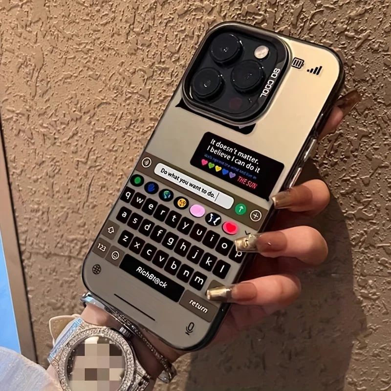 Фото Прозрачный черный чехол для iPhone с гальваническим покрытием и имитацией клавиатуры, с вдохновляющей цитатой, глянцевый, прозрачный №2