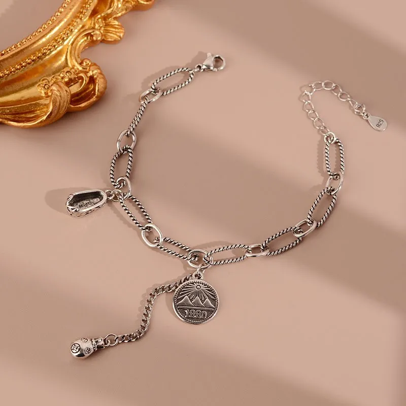 

Женский и мужской винтажный браслет из серебра 100% пробы