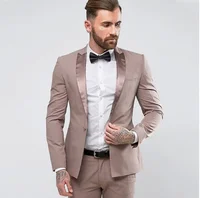 Custom Champagne Men Suits Groom Best Man Wedding Suits For Men Latest Coat Pant Design Prom Smart Slim Fit Street Suits 2 Pcs