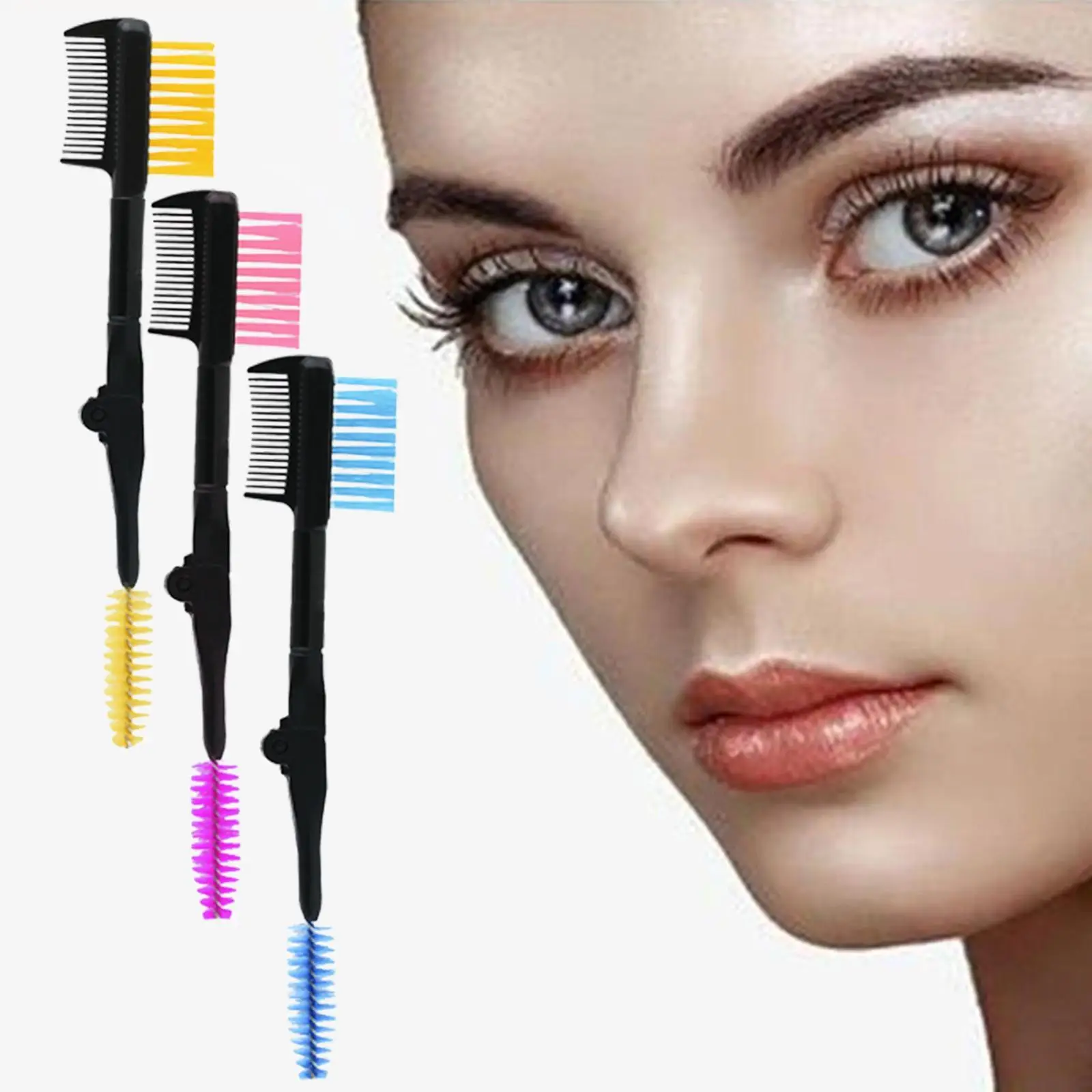 

1pc 2 In 1 Foldable Double-ended Eyebrow Brush Eyelash Brush Comb Teeth For Eyelashes Eye Makeup Cosmetic Tools Accessories