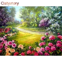 gatyztory colorful flowers landscape oil picture by number handmade 40x50cm frame on canvas home decoration wall art painting
