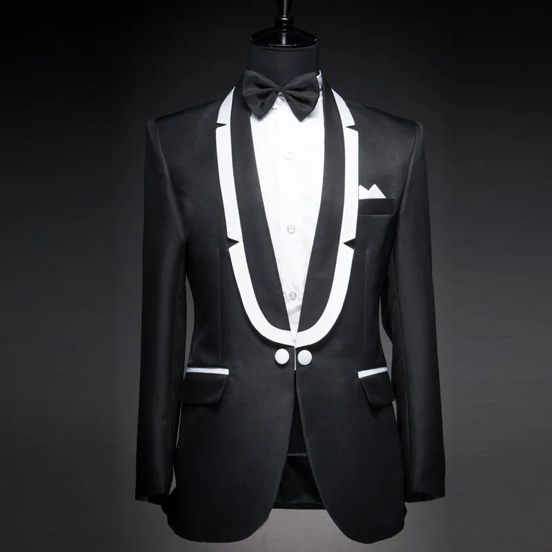 

New Tailored Smoking Black Suit Men Groom Tuxedo Slim Fit 2 Piece Wedding Suits For Men Blazer Prom Terno Masculino Jacket+Pant