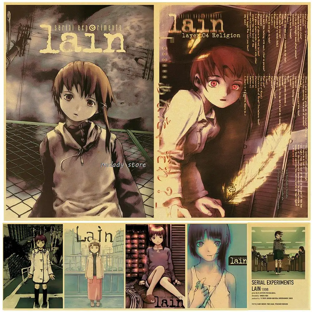 

Classic Anime Serial Experiments Lain Posters Vintage Kraft Paper Wall Art Painting Nordic Home Cafe Decor