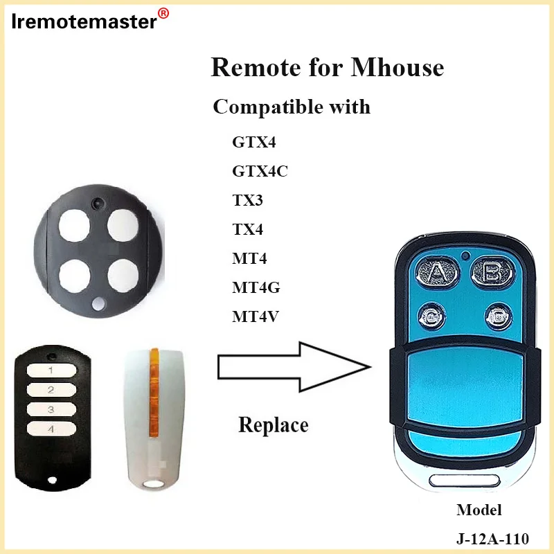 

Copy Mhouse GTX4, GTX4C, TX3 , TX4, MT4, MT4G, MT4V Remote Control 433.92mhz Garage Door Remote Control Rolling Code Gate Opener