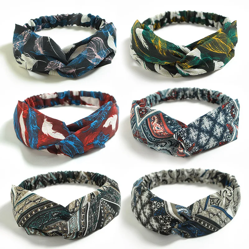 

LIMARIO Fashion Women Girls Bohemian Hair Bands Print Headbands Vintage Cross Turban Bandage Bandanas HairBands Hair Accessories