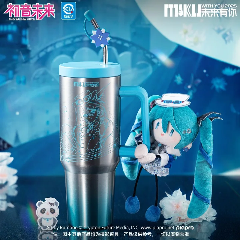 Фото Мультяшная аниме-кружка Hatsune Miku, термос с соломинкой, студенческая кружка для воды большой емкости, стильная кружка из нержавеющей стали, подарок на день рождения №2