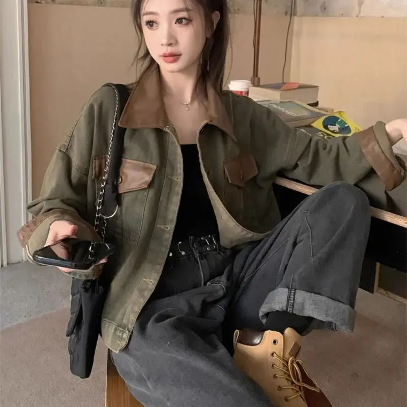 Женская джинсовая куртка в стиле ретро Sweet Cool пэчворк весна-осень 2024 новое