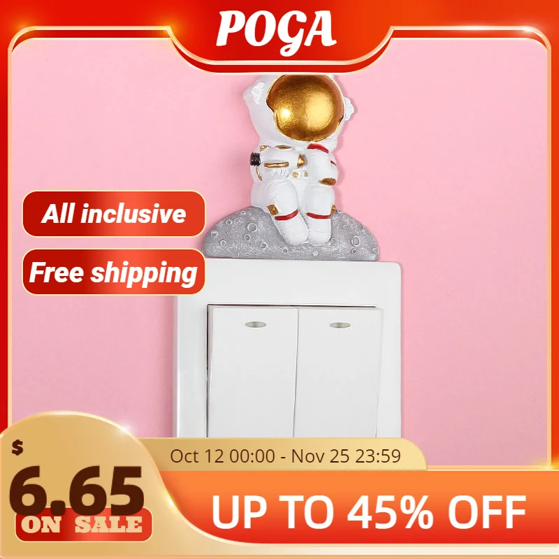 

Creative Resin Astronaut 3D Switch Sticker Indoor Cover Cosmonaut Socket Protection Wall Decoration For Home Decor