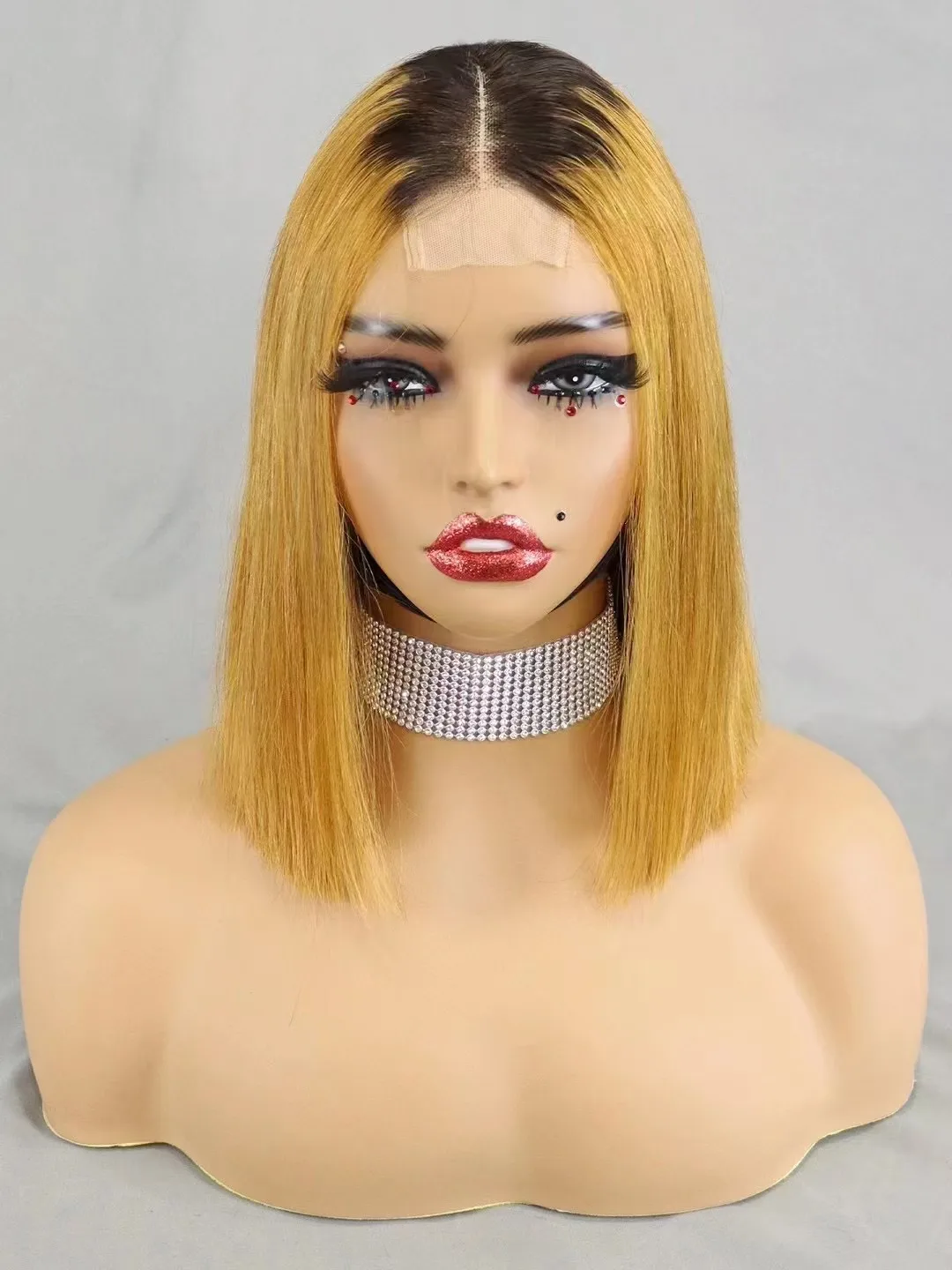 Бесклеевой парик из натуральных волос 2X6 с кружевной застежкой для чернокожих