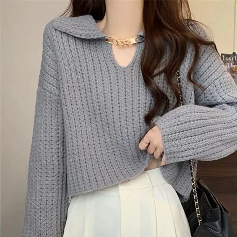 Корейская версия ажурный пуловер свитер для женщин осень-зима ленивый стиль