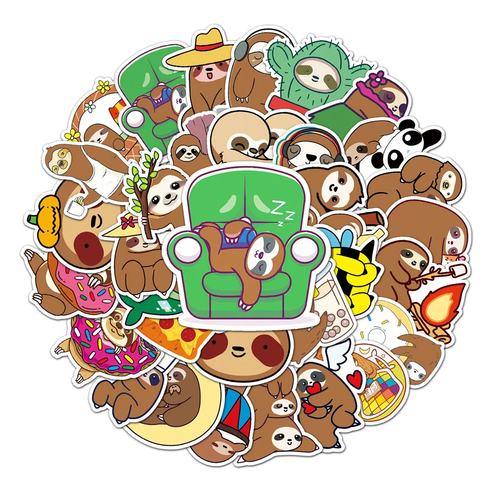 

10/30/50PCS Sloth Cartoon Cute Animal Personality Creative Sticker Desk Refrigerator Computer Phone Waterproof Sticker Wholesale