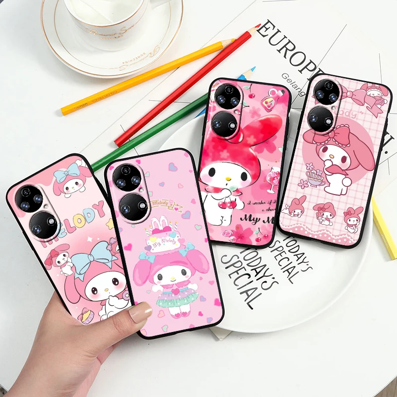 

Pink Melody Cute For Huawei P60 P50 P40 P30 P20 P10 Pro Lite P Smart Z 2021 2019 4G 5G Silicone Soft Black Phone Case Coque Capa