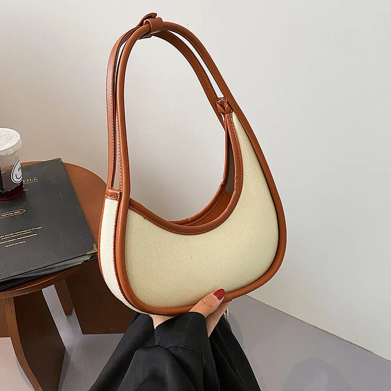 

2022 New Half Moon Designer Fashion Small Shoulder Bag For Women Plaid Zipper Leather Handbag High Quality With Free Shipping