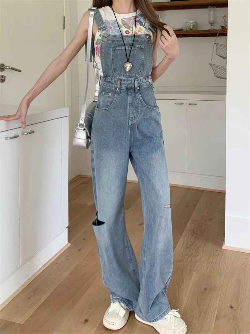 Perforated jeans for women blue commuting summer 2023 new spicy girls fashionable high waisted slim waistband long pants for wom