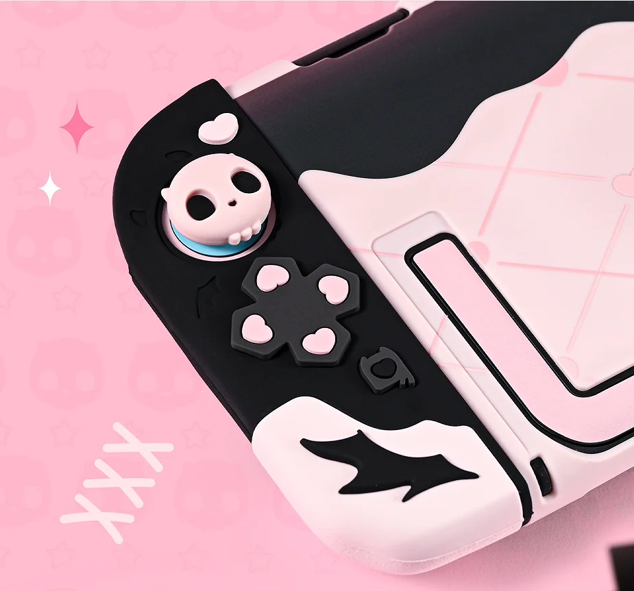 Фото Твердый чехол Sweety Angel Devil для Nintendo Switch 2/NS Oled, ручка для большого пальца, кнопки, силиконовое полное покрытие №2