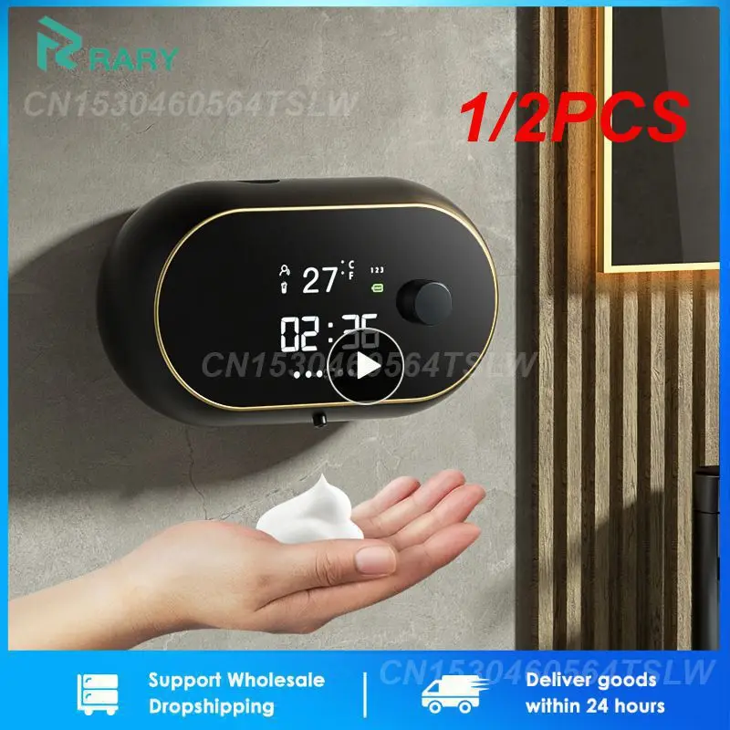 

1/2PCS Wall Mount Foam Soap Dispenser Touchless Automatic Hand Sanitizer Rechargeable Time Temperature Digital Bathroom Supply