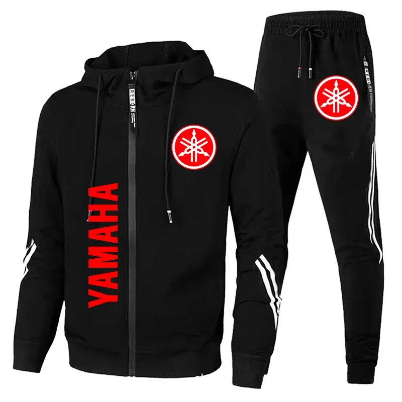New Yamaha Clothing Tracksuit Men Sportswear Zip Pullover+Pant 2 Piece Sets Casual Fitness Jogging Sweatshirt Man Clothes
