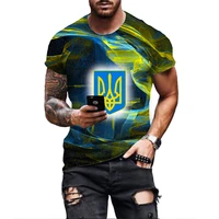 ukraine flag mens new 3d printing t shirt summer fashion retro harajuku round neck casual personality loose oversized