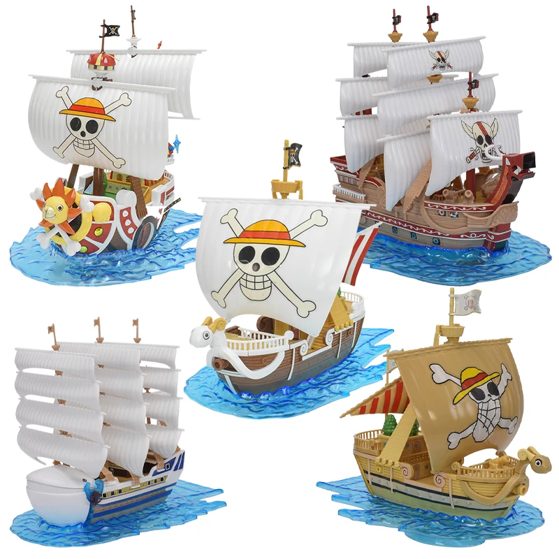 

Anime One Piece Thousand Sunny Going Merry Red Force Moby Dick Marine Pirate Boat Statue Action Figure Model Assembled Ship Toys