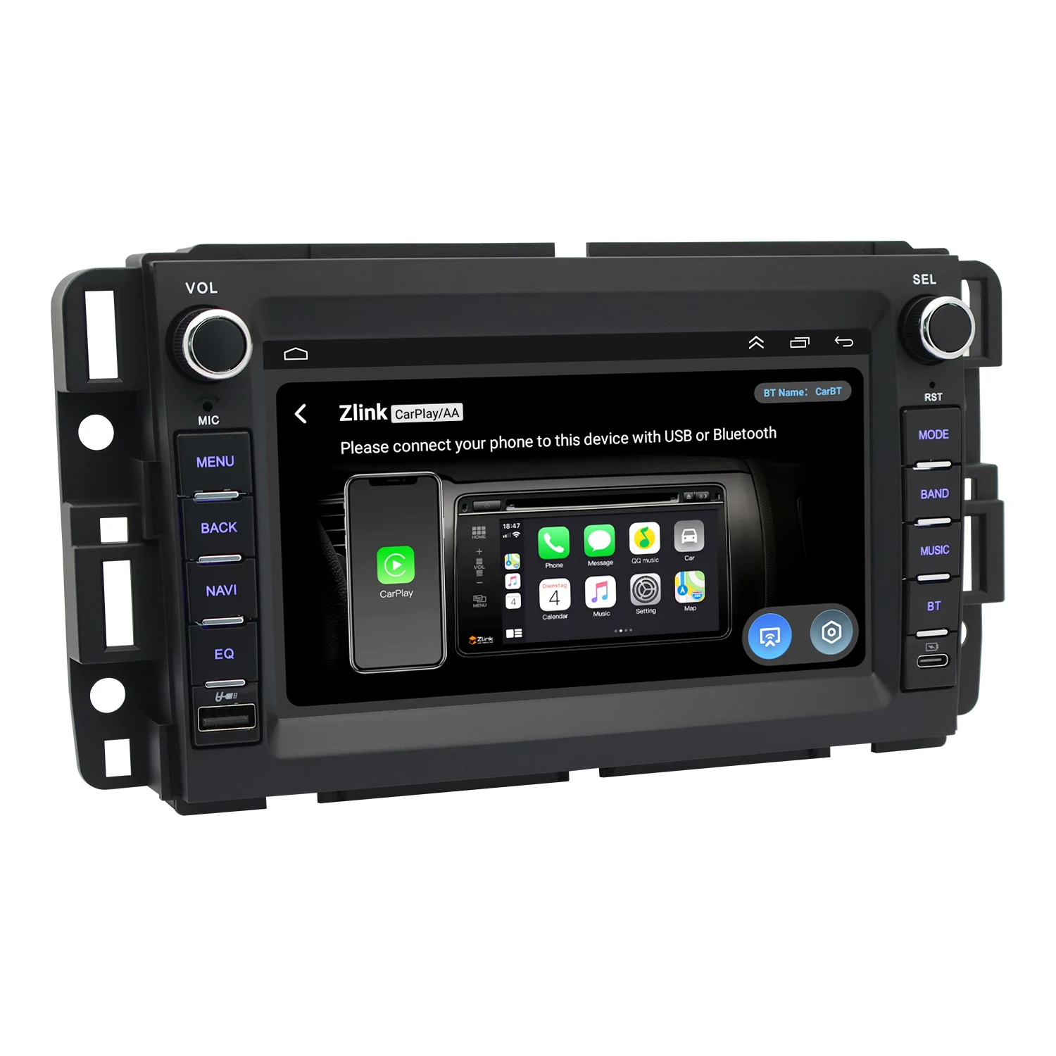 Фото 7-дюймовая автомобильная магнитола Android для GMC 2008-2012 годов выпуска, беспроводной CarPlay, Android Auto, GPS-навигация, Bluetooth, управление с руля №3