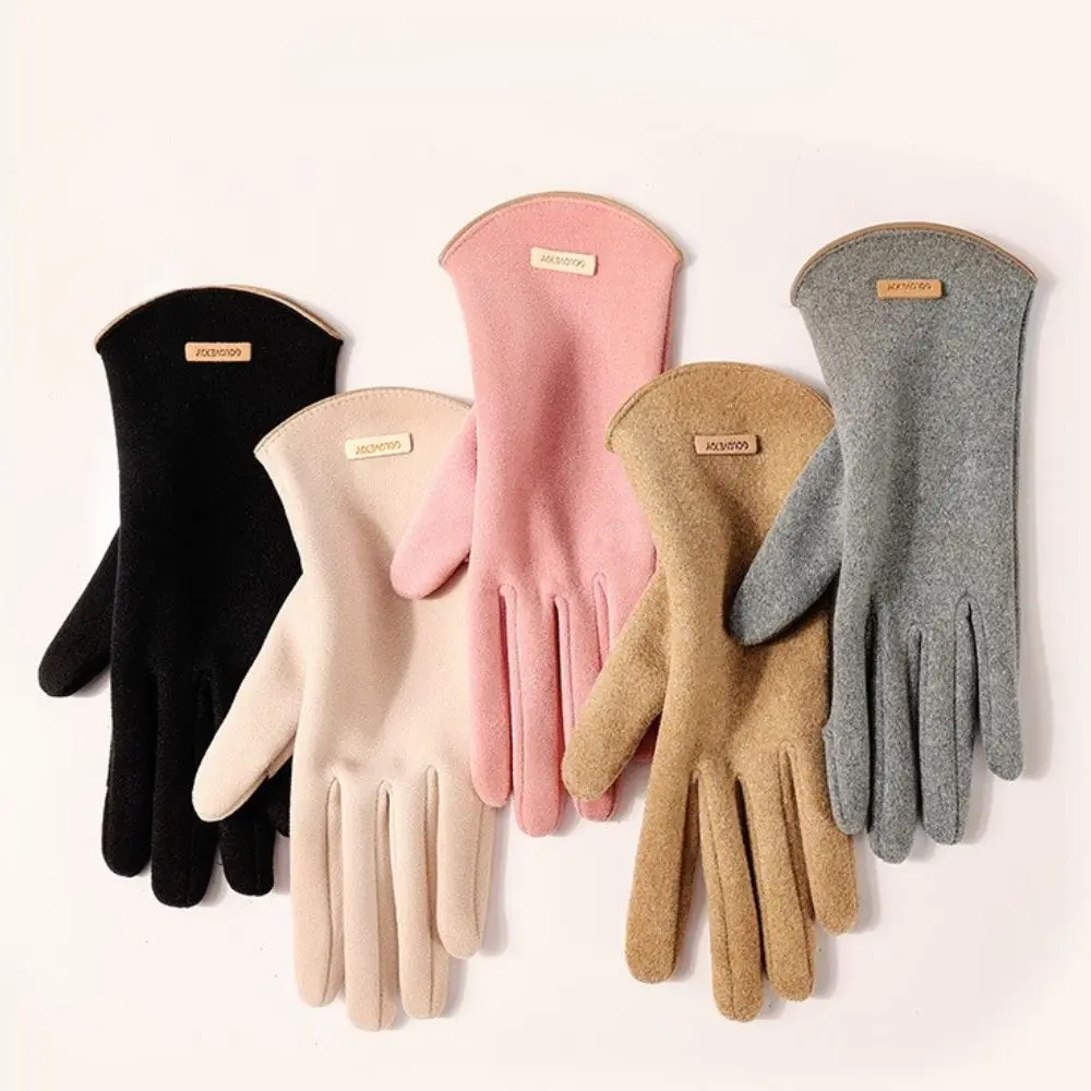 

Модные мягкие утолщенные бархатные зимние велосипедные термоперчатки с пальцами, женские перчатки для сенсорного экрана