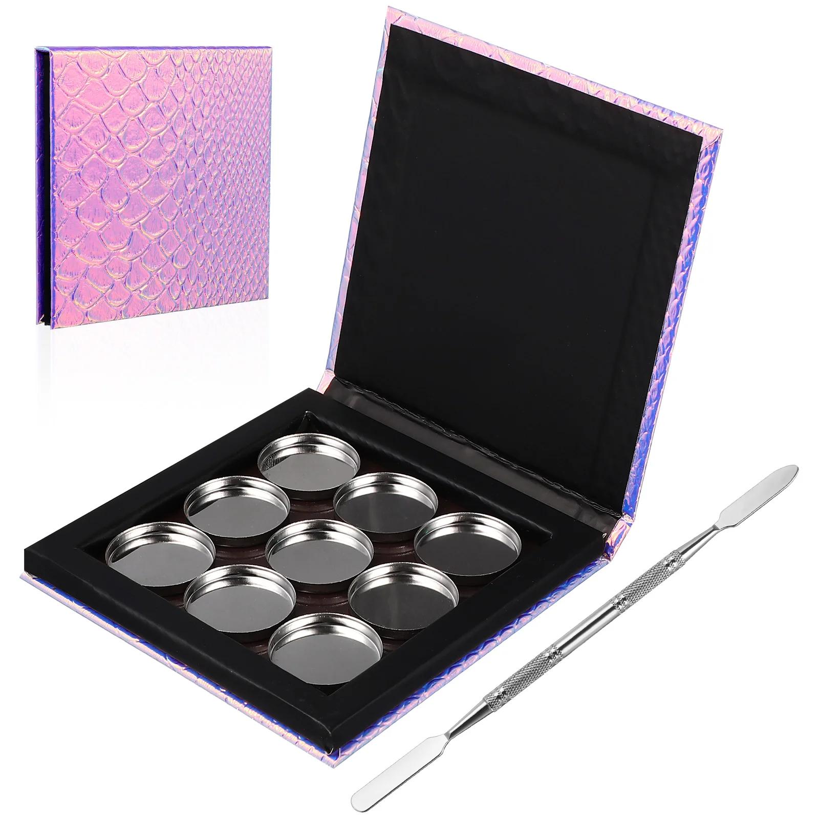 1 Set Practical Premium Magnetic Makeup Tray with Metal Pans and Spatula