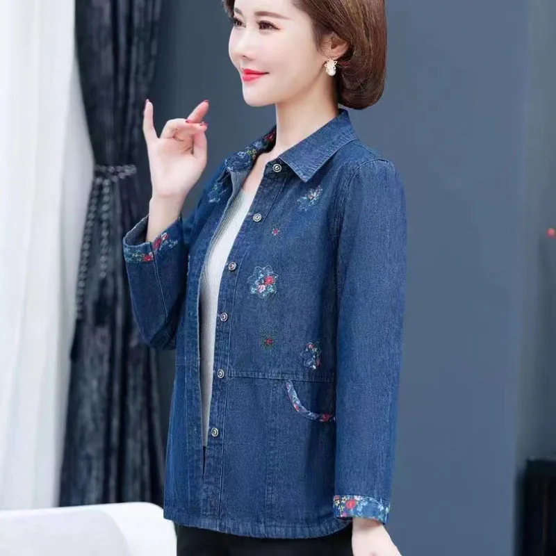 Женская джинсовая рубашка-Джокер Повседневная тонкая короткая ковбойская из