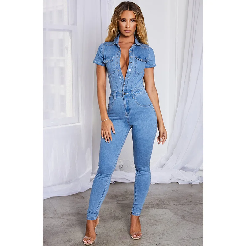 Новинка 2022 весенний женский джинсовый комбинезон из джинсовой ткани облегающий