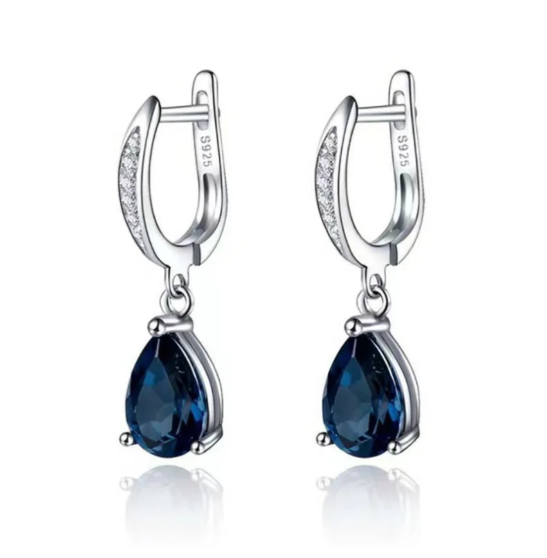 Boucles d'oreilles en forme de goutte d'eau pour femmes, en argent Sterling 925, 5 couleurs, pierres précieuses, bijoux de luxe, cadeau de fiançailles ou de mariage