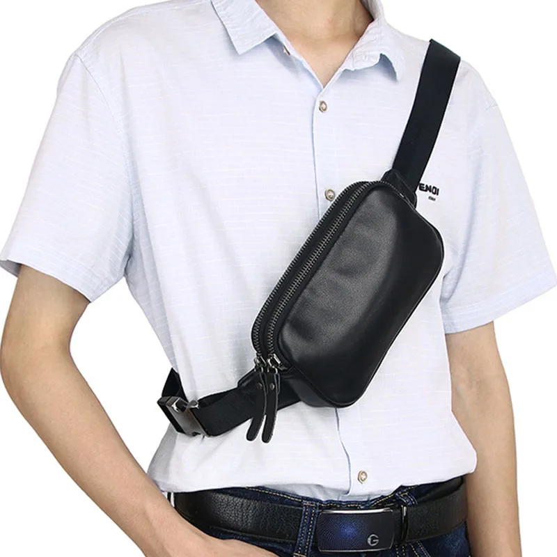 

New Leather Bag Backpack Bag Small Casual Waist Leather Bag Fashion Simple Mini Men's Phone Mobile Messenger
