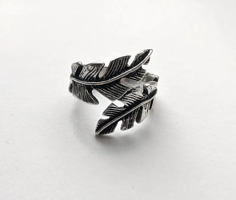 

Регулируемое кольцо с листьями-серебряное кольцо с деревом-кольцо жизни-женское кольцо-мужское кольцо-штабелируемое кольцо-подарок с лист...