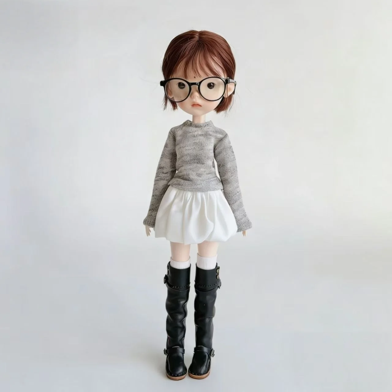 Фото Одежда для кукол Blythe OB24: вязаный облегающий топ с высоким воротником и пышная мини-юбка для кукол BJD 1/6, повседневные наряды для кукольного домика №2