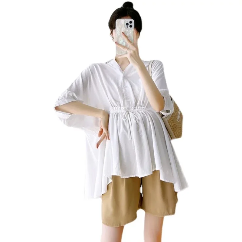 

Spring 2022 Maternity short sleeve shirt large size maternity dress2022