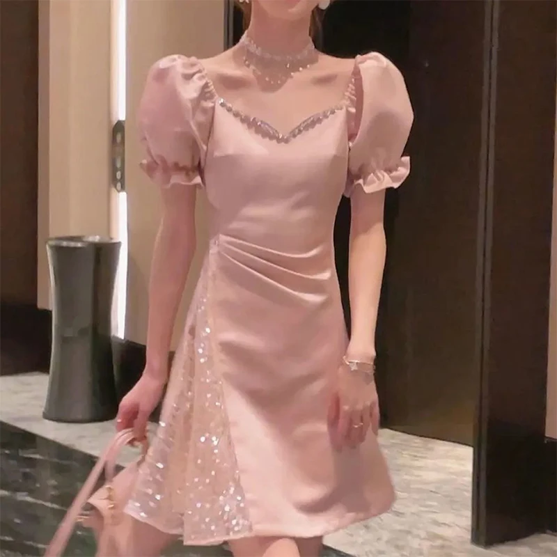 Женское облегающее мини-платье с коротким рукавом элегантное Сетчатое платье