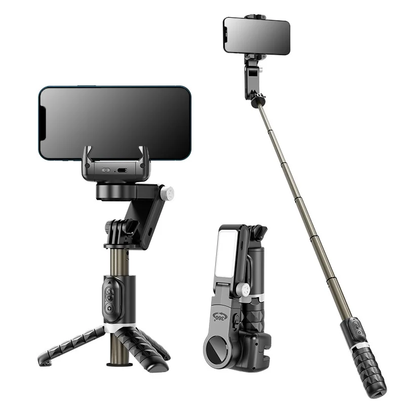 

New Phone Stabiliser Selfie Stick Q18 w Fill Light Handheld Gimbal Aluminium Pole Anti-shaking Remote Control Photography Shoot