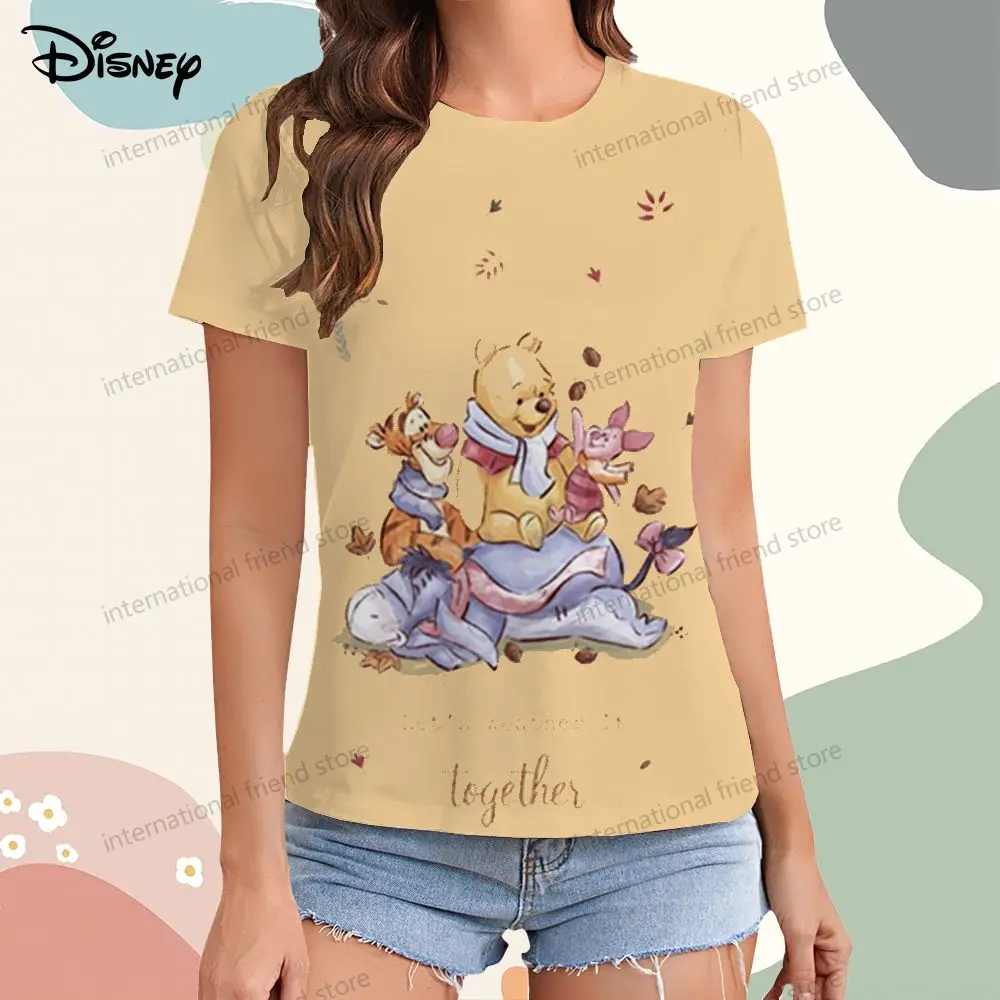 Футболка для мужчин Col Rond pour Femme Vêtement de Rue Disney Winnie l'Ourson Y2k Été 2025 Kawaii